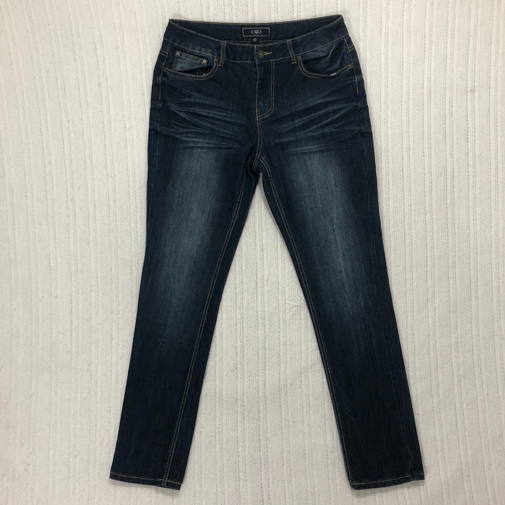 Cato Embellished Jeans Dark Wash Denim Rhinestone Pockets Size 12‎